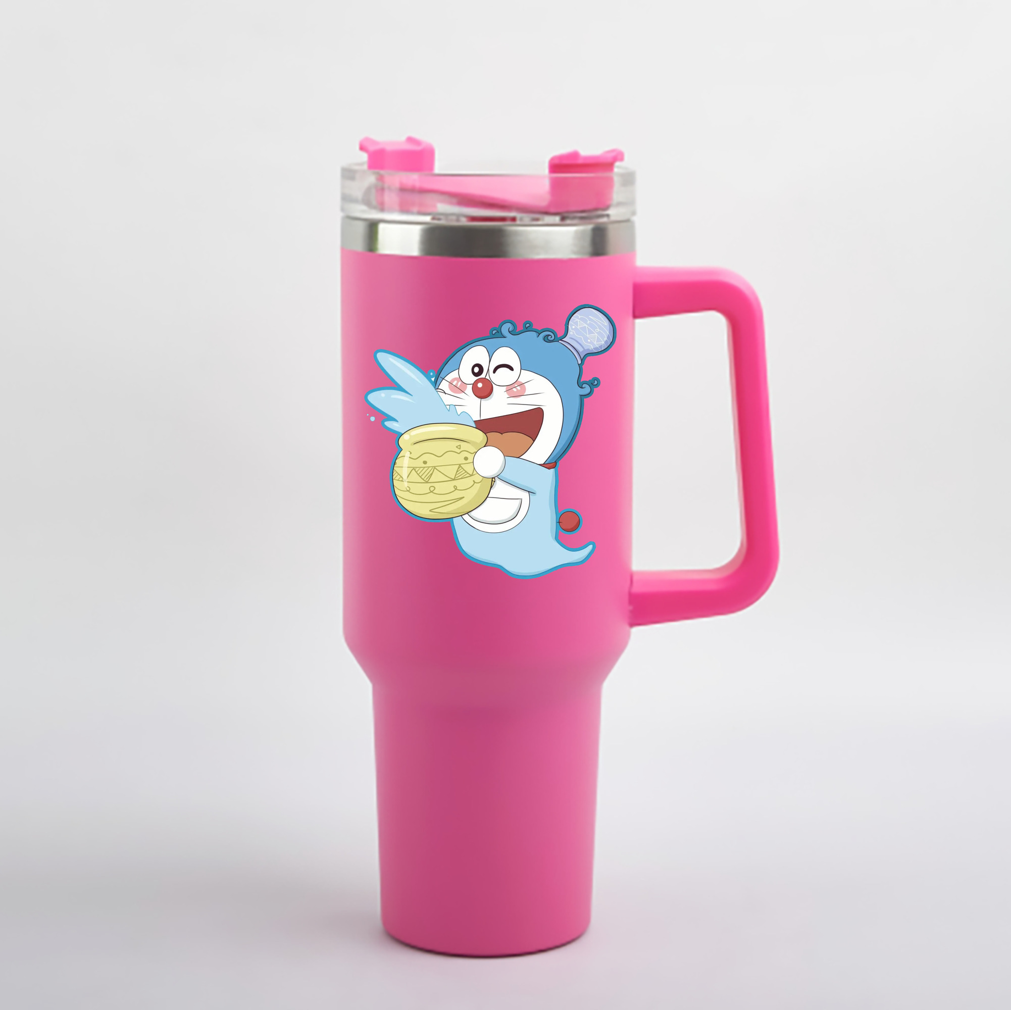 （画像用） ドラえもん Doraemon 1200mL車用タンブラー - クリスタルステッカー（プラスチックストロー付き）